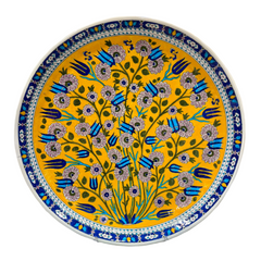 50cm quartz plate with iznik yellow background floral tulip and daisy pattern