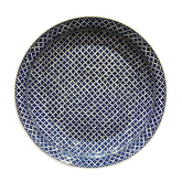 60cm Quartz plate with Geometrical navy blue clover pattern