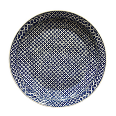 60cm Quartz plate with Geometrical navy blue clover pattern