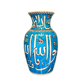 25cm Quartz vase with turquoise background Calligraphy pattern
