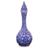70cm quartz Twisted vase with blue white iznik Lotus pattern