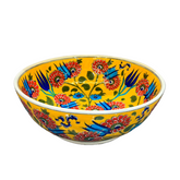 28cm Quartz bowl with Classic Iznik Yellow background tulip floral Pattern