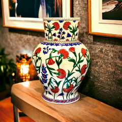 35cm Quartz Vase with Iznik Floral Pattern