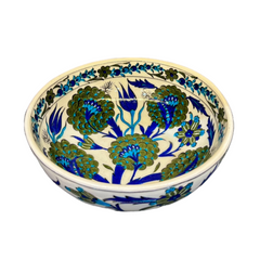 22cm Quartz bowl with iznik Damascus Pattern