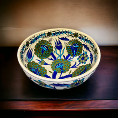 22cm Quartz bowl with iznik Damascus Pattern