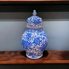 35cm quartz vase with blue white lotus and rumi classic iznik pattern