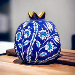 20cm quartz blue background pomegranate with tulip and daisy iznik pattern