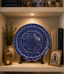 Handmade Blue Iznik Quartz Ceramic Decorative Plate | Ottoman Wall Art | Traditional Turkish Pottery | Luxury Home Decor | Collector Plate