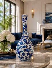 Handcrafted Iznik Tulip Vase, Blue White Quartz ceramic Vase, Ottoman Floral Decor, Turkish Pottery, Luxury Home Decor,