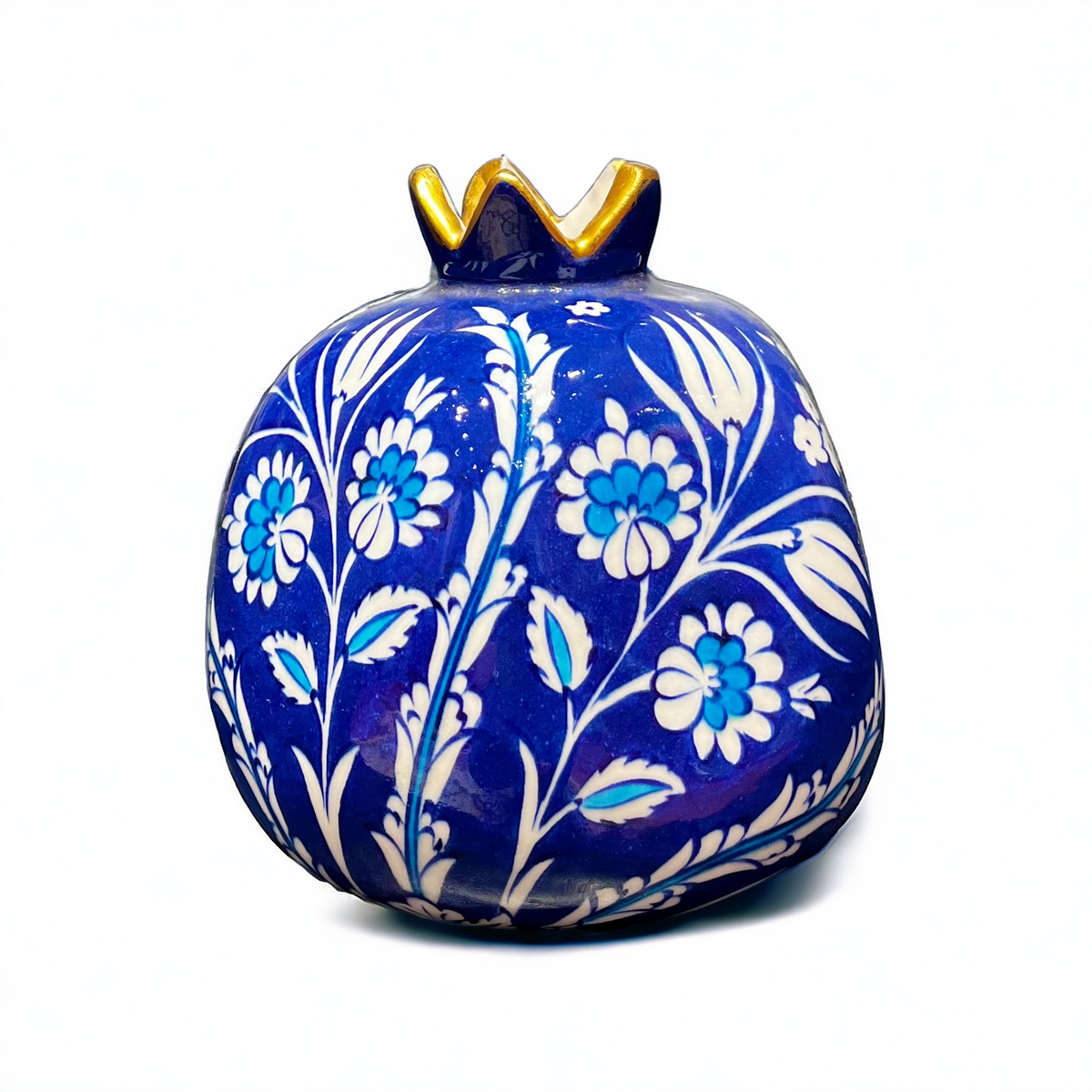 20cm quartz blue background pomegranate with tulip and daisy iznik pattern