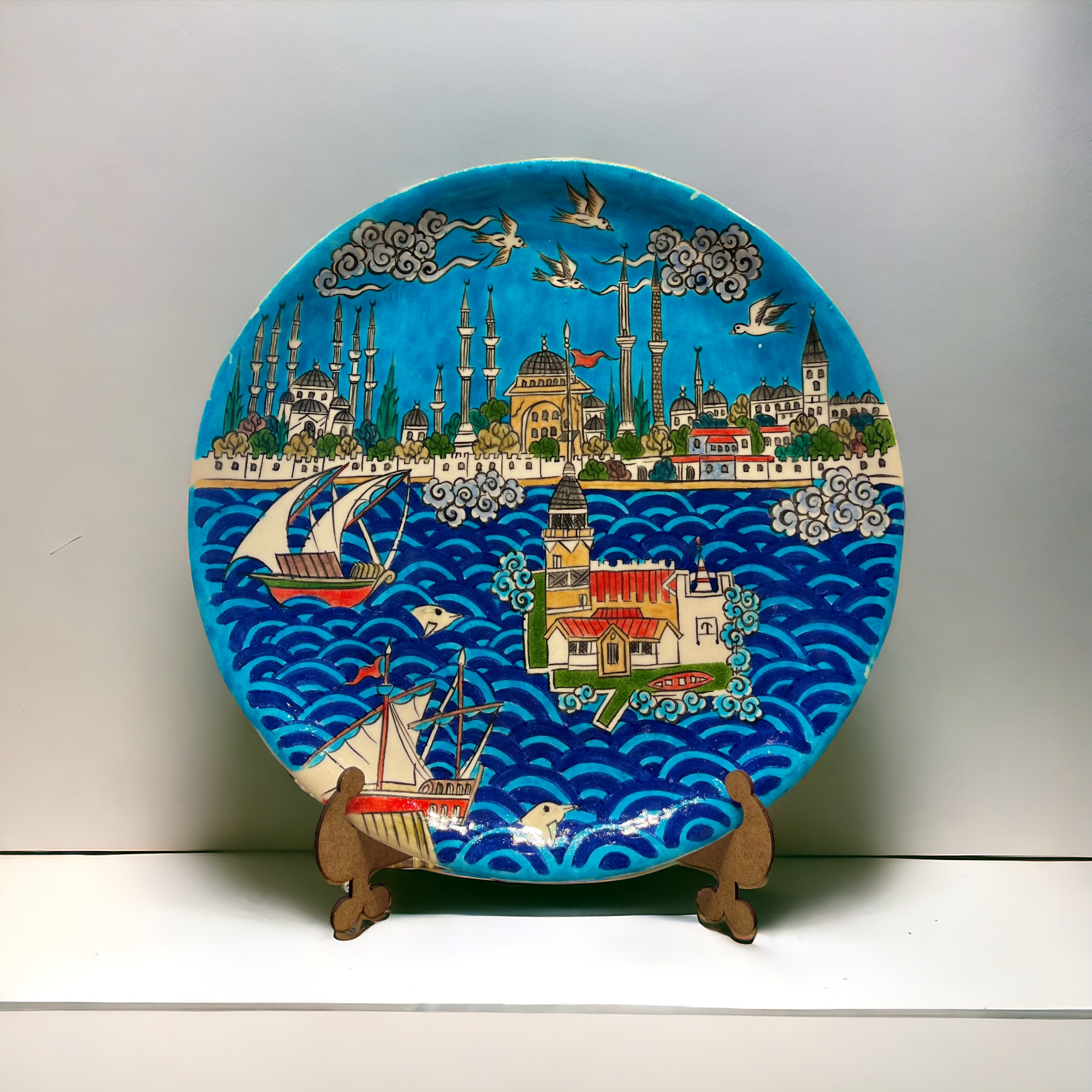 32cm quartz plate with modern istanbul miniature pattern