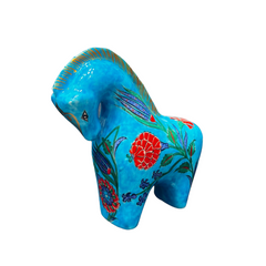 Lalezar Quartz horse with turquoise background tulip and rose iznik floral pattern