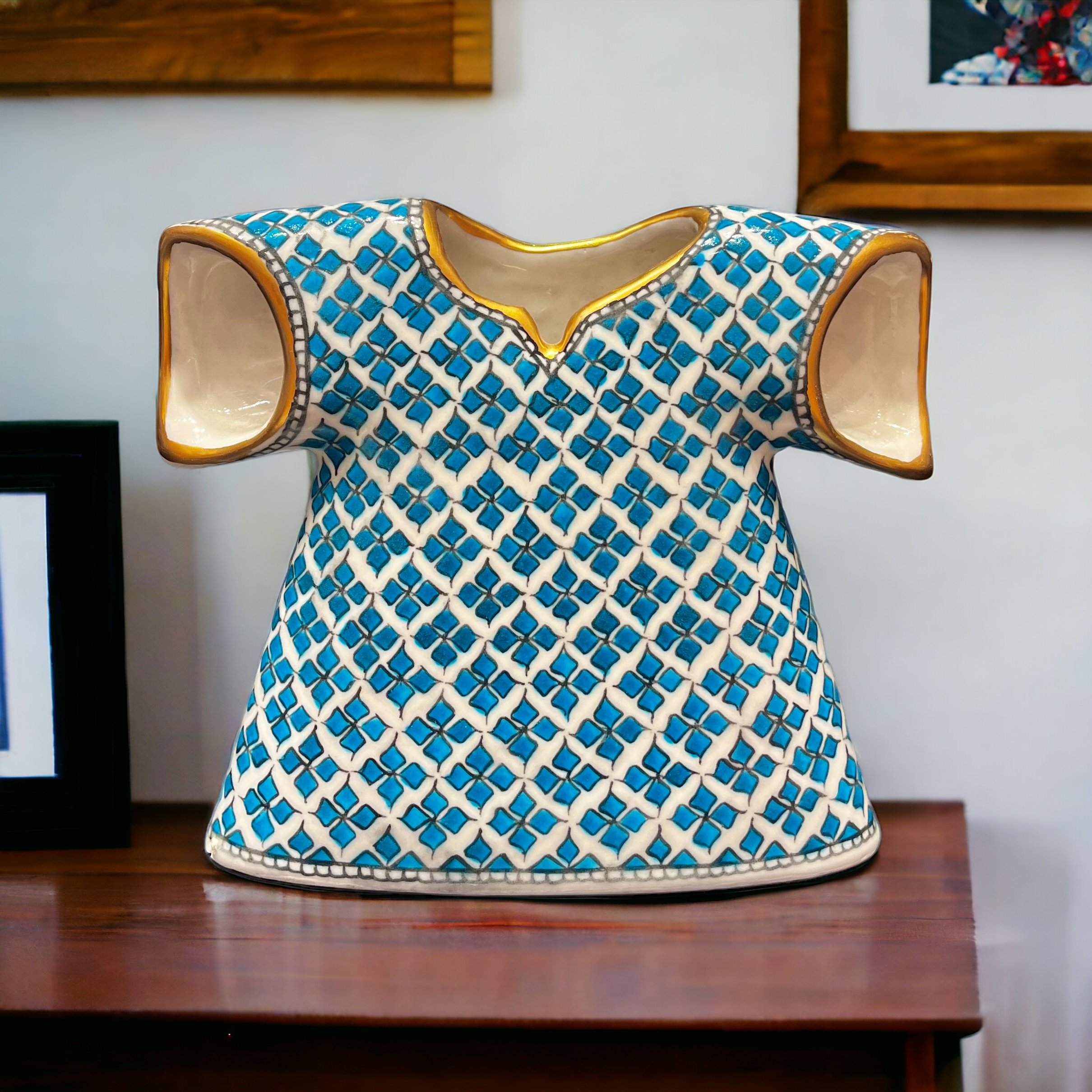 20cm quartz caftan with seljuks geometrical turquoise clover pattern