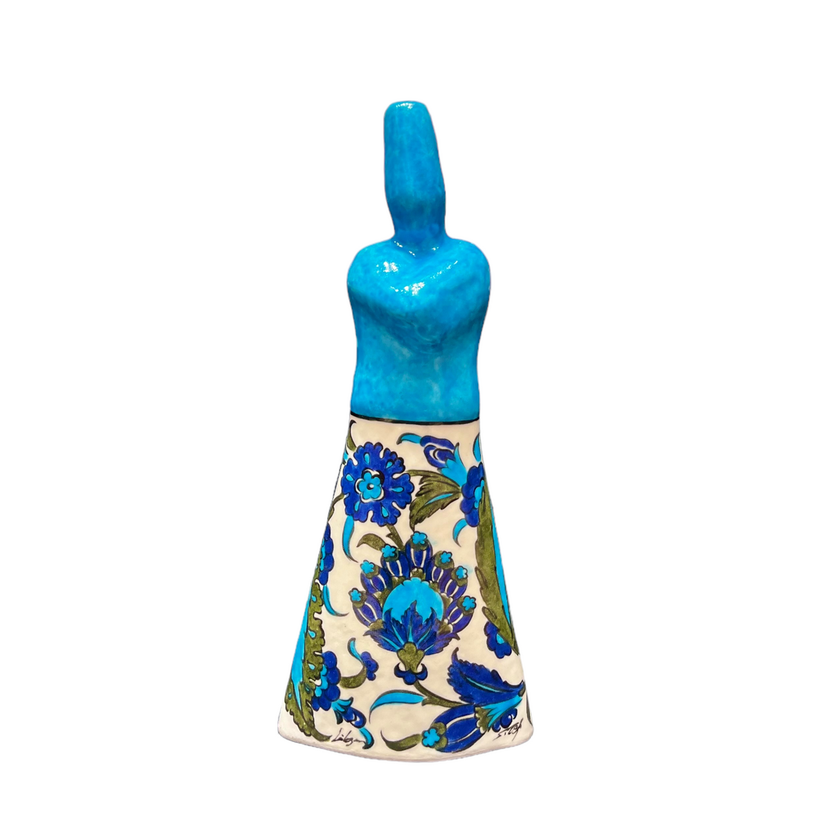 30cm quartz whirling dervish figure with iznik Damascus peony flower pattern
