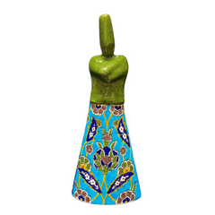 40cm Quartz whirling dervish figure with turquoise and green background iznik floral pattern