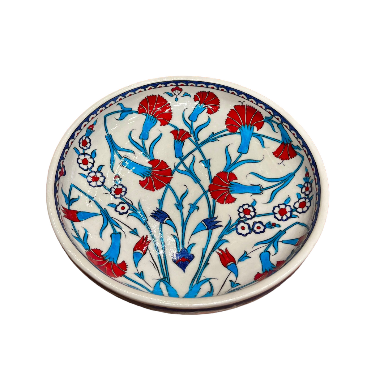 30cm bowl with carnations and daisy iznik floral pattern